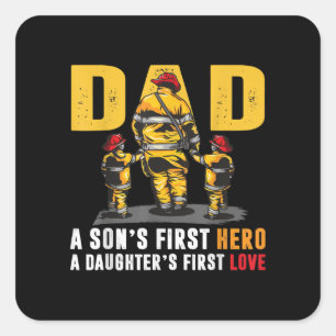 Mens Vater Sons First Hero Daughters Erste Liebe F Quadratischer Aufkleber