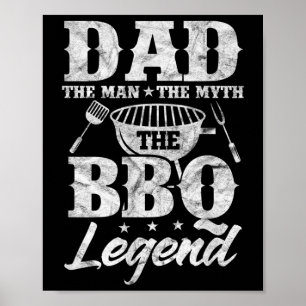 Mens Vater The Man The Myth Grillen Barbeque Grill Poster