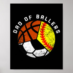Mens Vater von Byllers Fun Softbyll Soccer Bysketb Poster