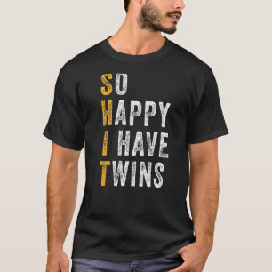 Mens Vater von Zwillingen so glücklich ich habe Ze T-Shirt