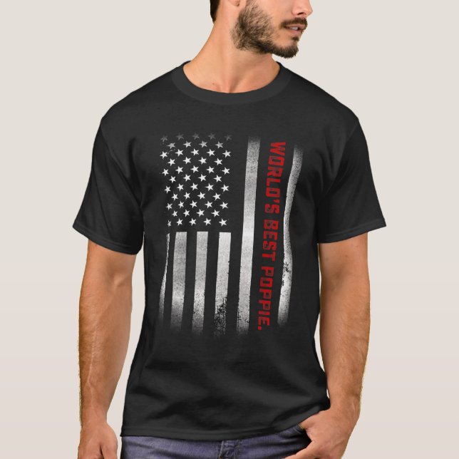 Mens Vaters Day World's Best Poppie jemals US Fla T-Shirt (Vorderseite)