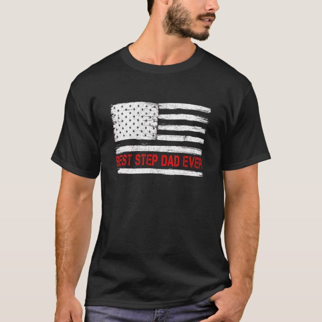 Mens Vaters Say Best Step Vater mit uns Ameri T-Shirt (Vorderseite)