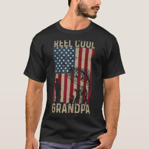 Mens Vatertag Angeln Cool Großvater Ameri T-Shirt