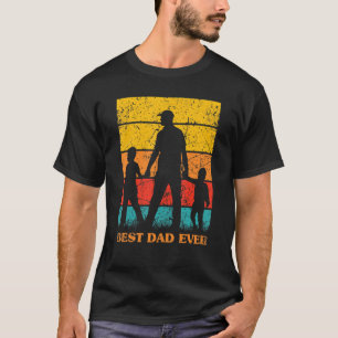 Mens Vatertag Bester Vater je Retro Sonnenuntergan T-Shirt