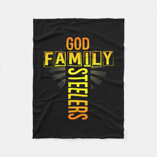 Mens Vatertag Geschenk Gottes Familie Steeler Kreu Fleecedecke (Vorderseite)