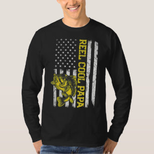 Mens Vatertag Rollen Cool Papa Fish American Fl T-Shirt