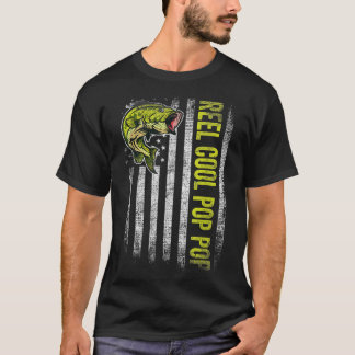 Mens Vatertag Rollen Cooler Pop Pop Fisch Amerikan T-Shirt
