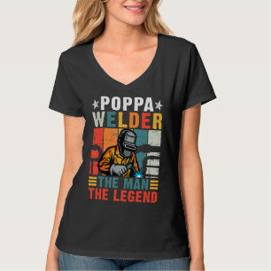 Mens Vatertag Vintag Poppa Welder Der Mann Der Man T-Shirt