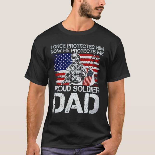 Mens Veteran Proud Soldier Dad Military T-Shirt (Vorderseite)