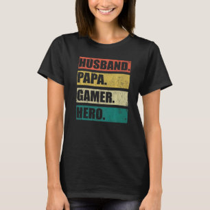 Mens Video Game Vintager Ehemann Papa Gamer Vater T-Shirt