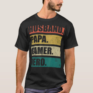 Mens Video Game Vintager Ehemann Papa Gamer Vater T-Shirt