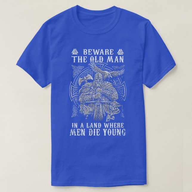 Mens Viking Vorsicht vor dem alten Mann in einem L T-Shirt (Design vorne)