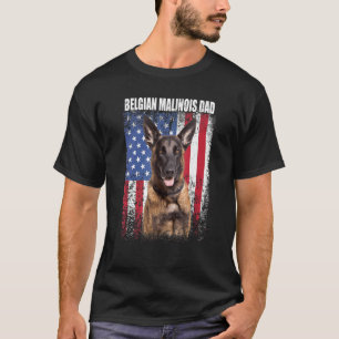Mens Vintag American Flag Belgische Malinois Vater T-Shirt