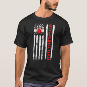 Mens Vintag American Flag Bowling Vater Bowling Te T-Shirt