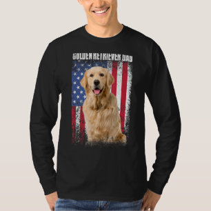 Mens Vintag American Flag Golden Retriever Vater F T-Shirt