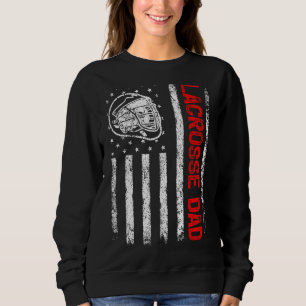 Mens Vintag American Flag Lax Helmet Lacrosse Vate Sweatshirt