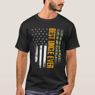 Mens Vintag Best Uncle Ever Camouflage American Fl T-Shirt