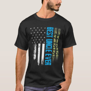 Mens Vintag Best Uncle Ever Camouflage American Fl T-Shirt
