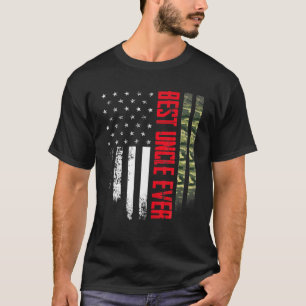 Mens Vintag Best Uncle Ever Camouflage American Fl T-Shirt
