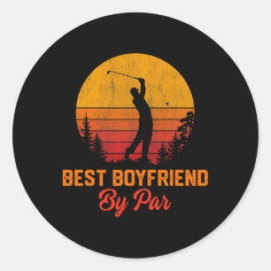 Mens Vintag bester Freund von Par Golf Boyfriend Runder Aufkleber