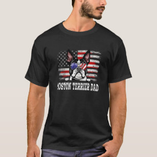 Mens Vintag Boston Terrier Vater American Flag Fla T-Shirt
