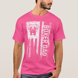 Mens Vintag Boxer Vater American Flag Boxer Dog Va T-Shirt