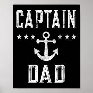 Mens Vintag Captain Vater Lake Boating Vatertag Poster