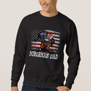 Mens Vintag Doberman Vater American Flag Vaterscha Sweatshirt