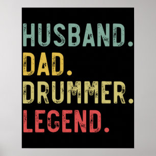 Mens Vintag Gift Shirt Husband Vater Drummer Legen Poster