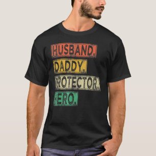 Mens Vintag Husband Daddy Protector Vater Hero Fat T-Shirt