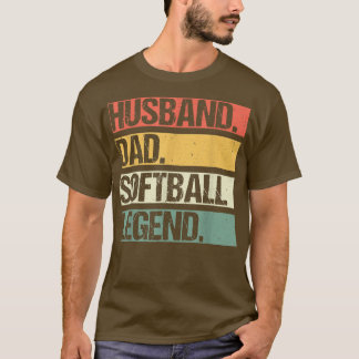 Mens Vintag Husband Vater Softball Player Legend F T-Shirt
