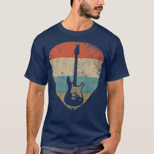 Mens Vintag Plektrum GitarristRetro Bass Guita T-Shirt