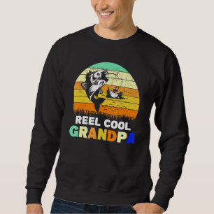 Mens Vintag Reel Cool Großfische Fisch Vater Sweatshirt