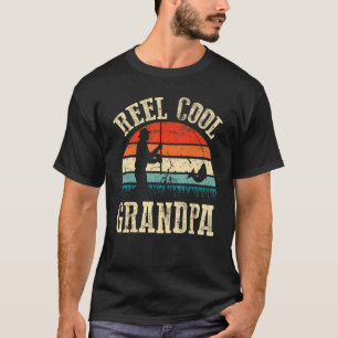 Mens Vintag Reel Cool Großfische Fisch Vater T-Shirt
