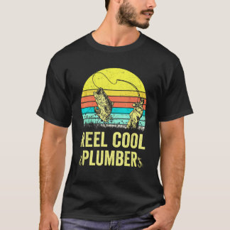 Mens Vintag Reel Cool Plumber Fish Vater Fischfang T-Shirt