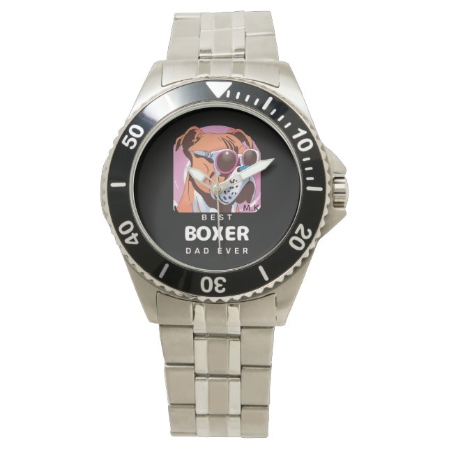 Mens Vintag Retro Boxer Dog Lover Vater Armbanduhr (Vorderseite)