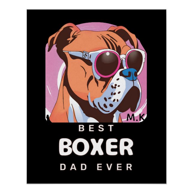 Mens Vintag Retro Boxer Dog Lover Vater Poster (Vorderseite)