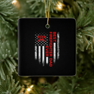 Mens Vintag USA Beste Feuerwehrfrau Keramikornament