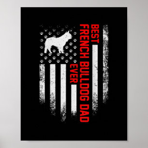 Mens Vintag USA Flag Bestes Französischer Bulldog Poster