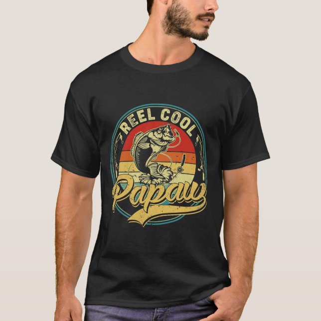 Mens Vintag Vatertag Angeln Cool Papaw T-Shirt (Vorderseite)