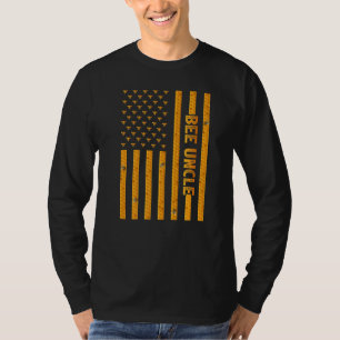 Mens Vintage Biene Amerikanische Flagge Bee Onkel T-Shirt
