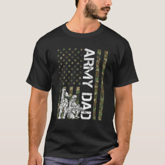 Mens Vintage Camouflage American Flag Army Dad Fat T-Shirt