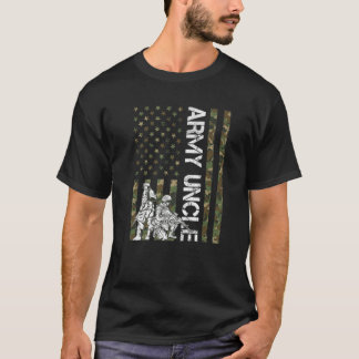 Mens Vintage Camouflage American Flag Army Uncle F T-Shirt