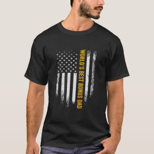 Mens Vintage USA American Flag World's Best Bonus T-Shirt