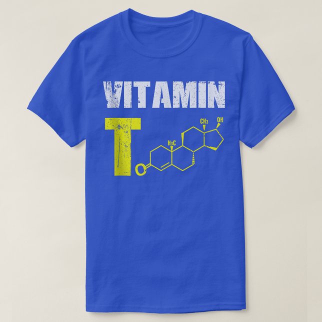 Mens Vitamin T Testosteron Bodybuilding Gym Fitnes T-Shirt (Design vorne)