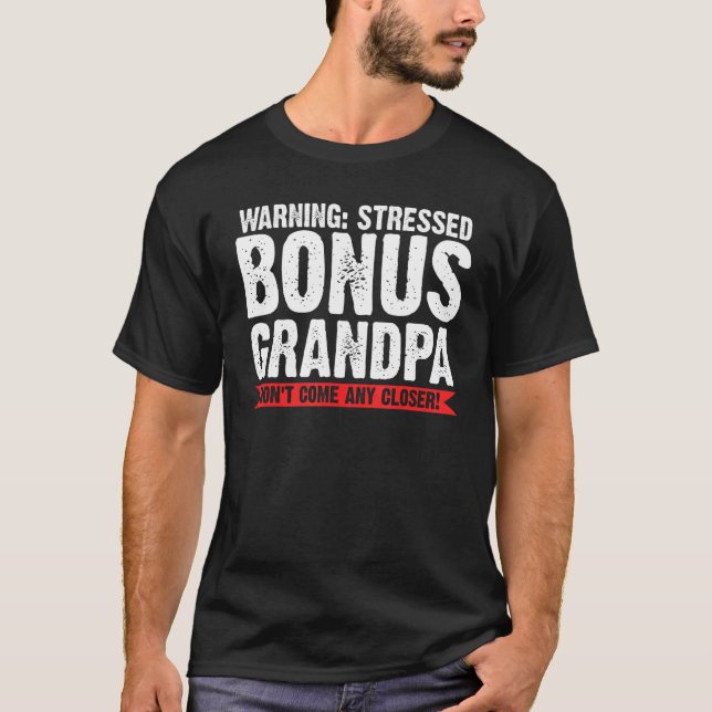 Mens warnend Bonus Opa Bonus Grandad T-Shirt (Vorderseite)