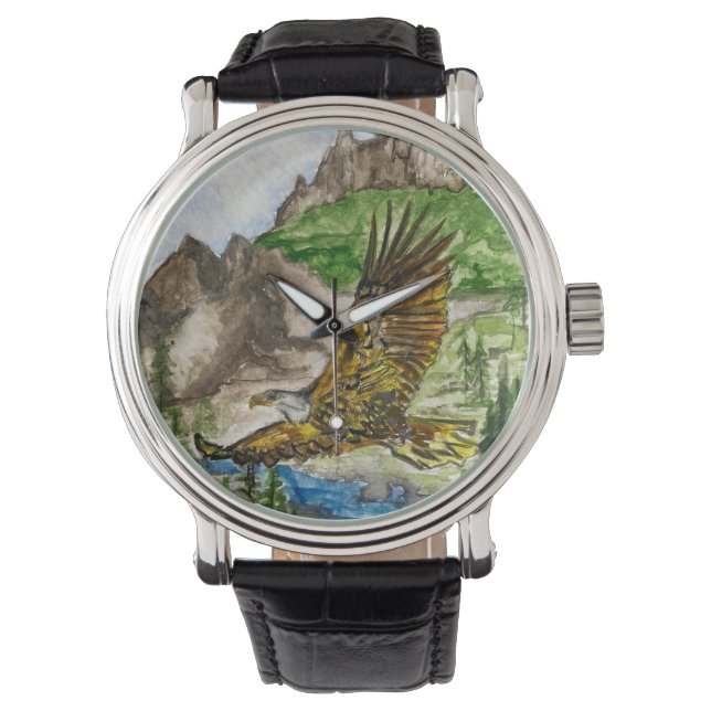 Men's Watch with Eagle Original Artwork Armbanduhr (Vorderseite)