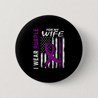 Mens wear purple for wife pancreatic cancer button