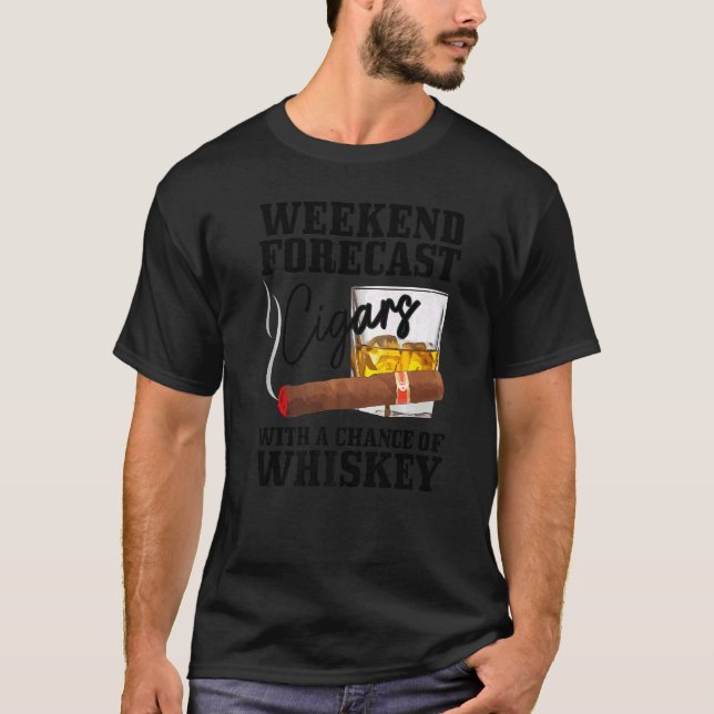 Mens Weekend Forecast Cuban Cigars With Chance Of  T-Shirt (Vorderseite)