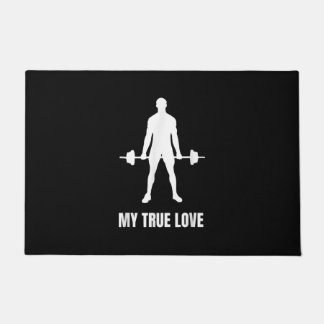 Mens Weightlifter Barbell Training Outfit Fußmatte